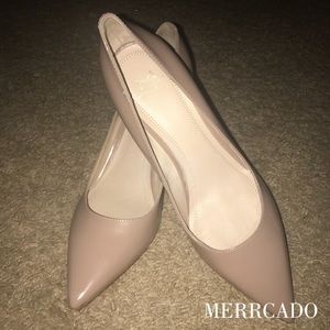 Marc Fisher “Nude Patent Leather Kitten Heels”